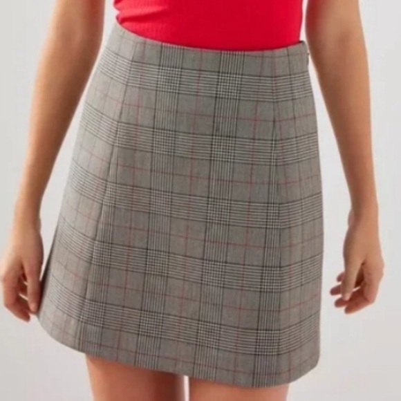Babaton Dresses & Skirts - Babaton Hopper Plaid/Houndstooth High Rise A-Line Mini Skirt Gray Women's Size 0